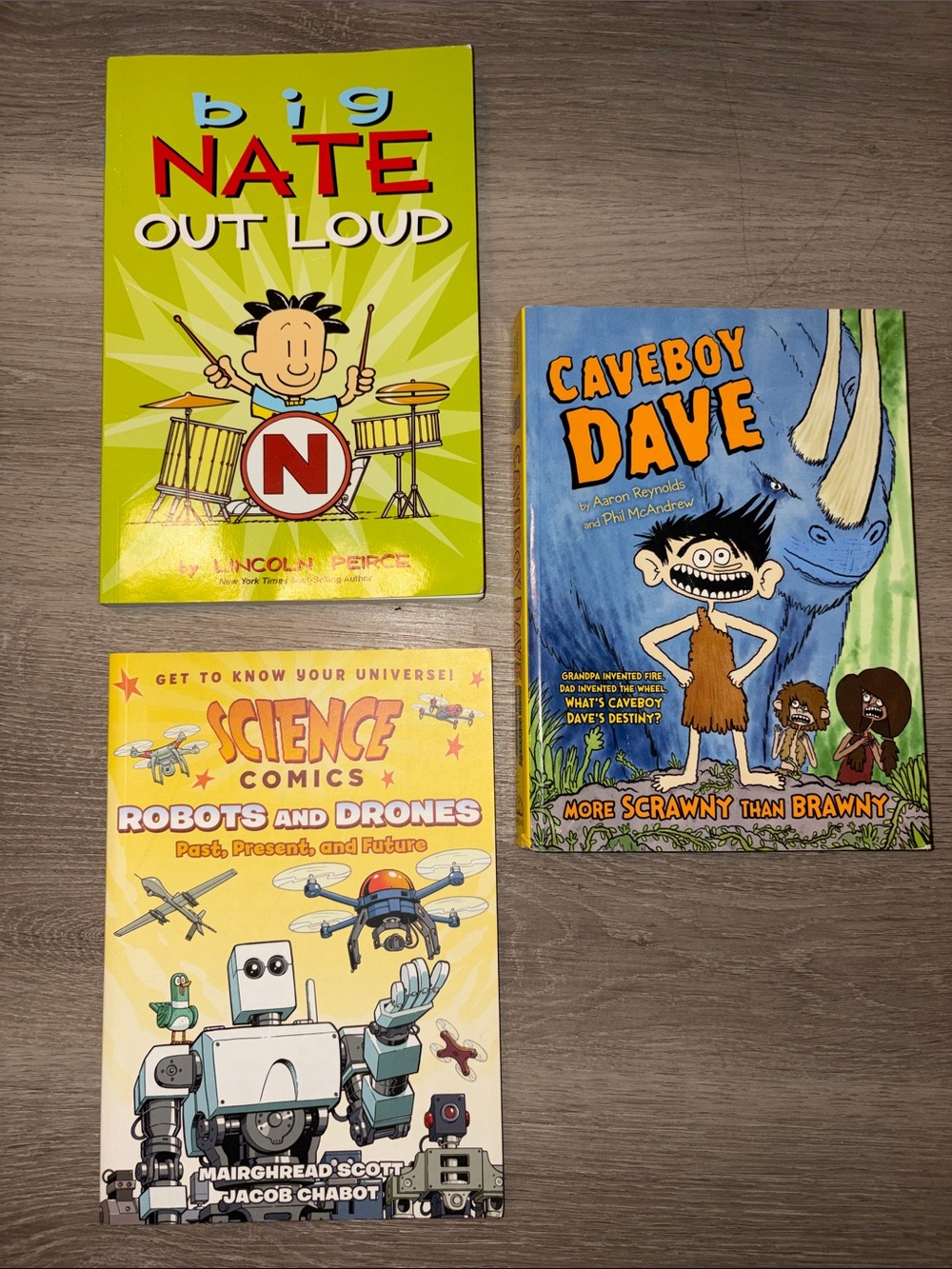 3 Pack- Big Nate Out Loud, Caveboy Dave and Robots and Drones Comic Books